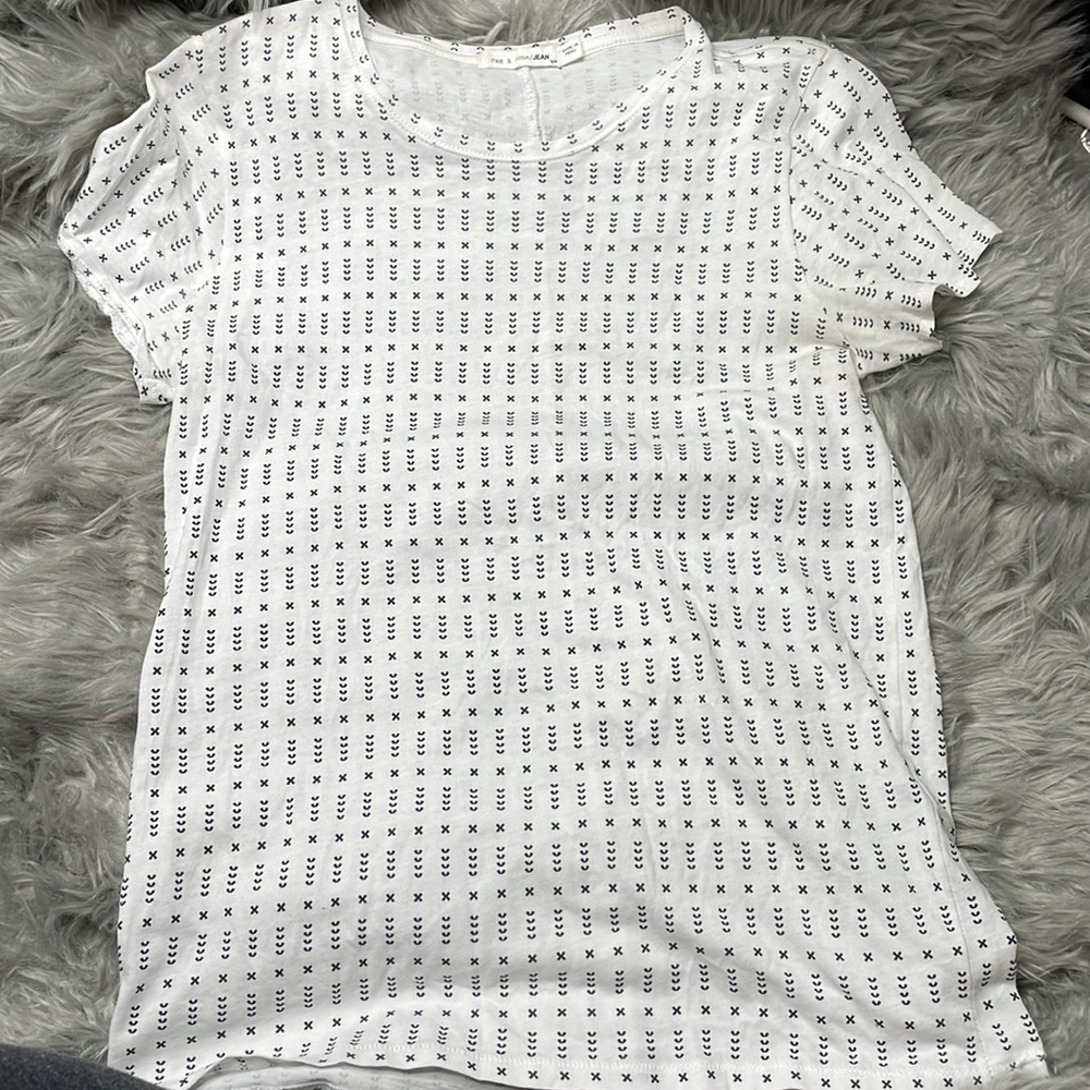 NWOT Rag & Bone Jeans Tissue Weight White Printed T-Shirt sz S